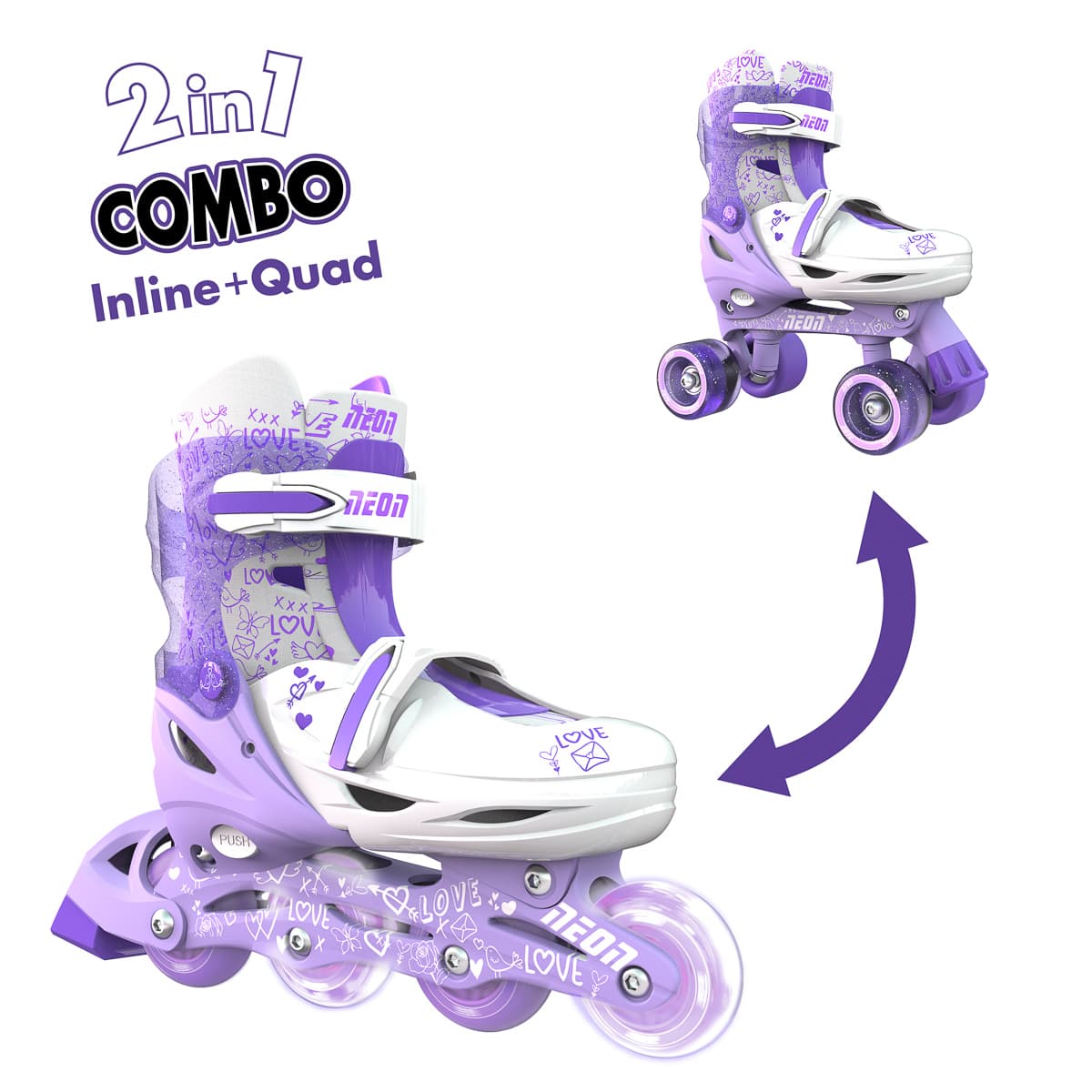 Роликовые коньки Neon Combo Skates Power Violet Inline & Quad 2 в 1, р. 30-33 NT09L4 ТМ: Neon, NT09L4
Роликовые коньки Neon Combo Skates Power Violet Inline & Quad 2 в 1, р. 30-33 NT09L4 ТМ: Neon, NT09L4