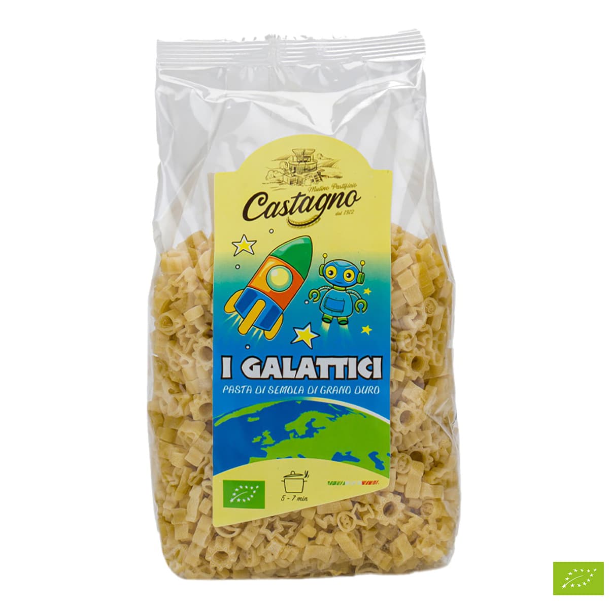 

Органические макароны Castagno из пшеницы Дурум I Galattici 500 г ТМ: Castagno