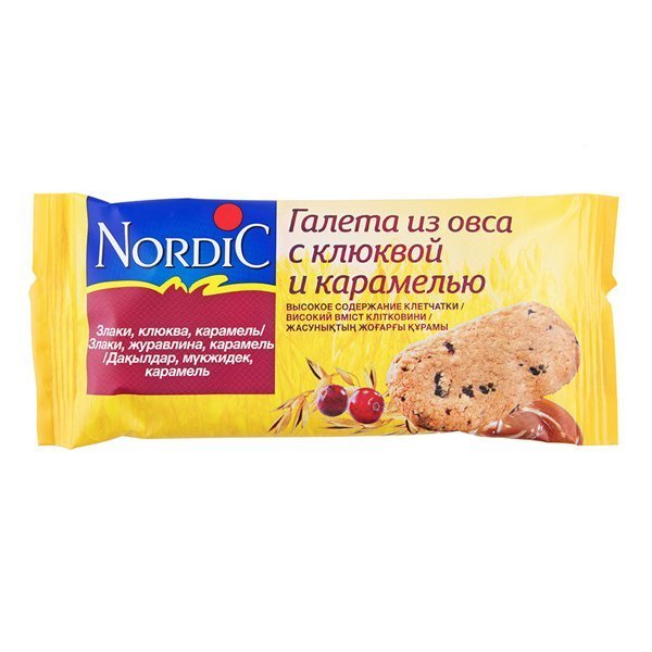 

Галета Nordic из овса с клюквой и карамелью, 30 г 81636 ТМ: Nordic, 81636
