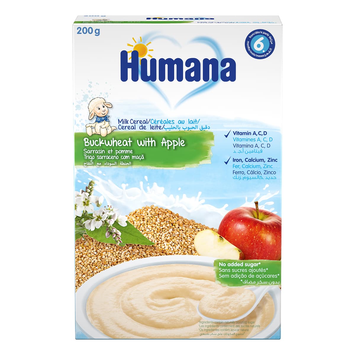 

Каша молочная Humana с гречкой и яблоками, 200 г 77558 ТМ: Humana, 77558