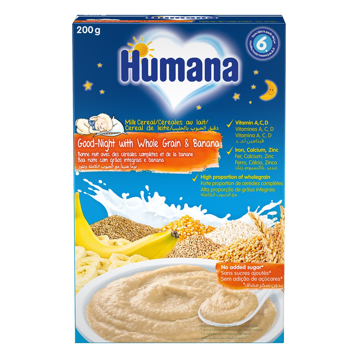 

Каша молочная Humana Сладкие сны с 5-ю злаками и бананом, 200 г 77559 ТМ: Humana, 77559