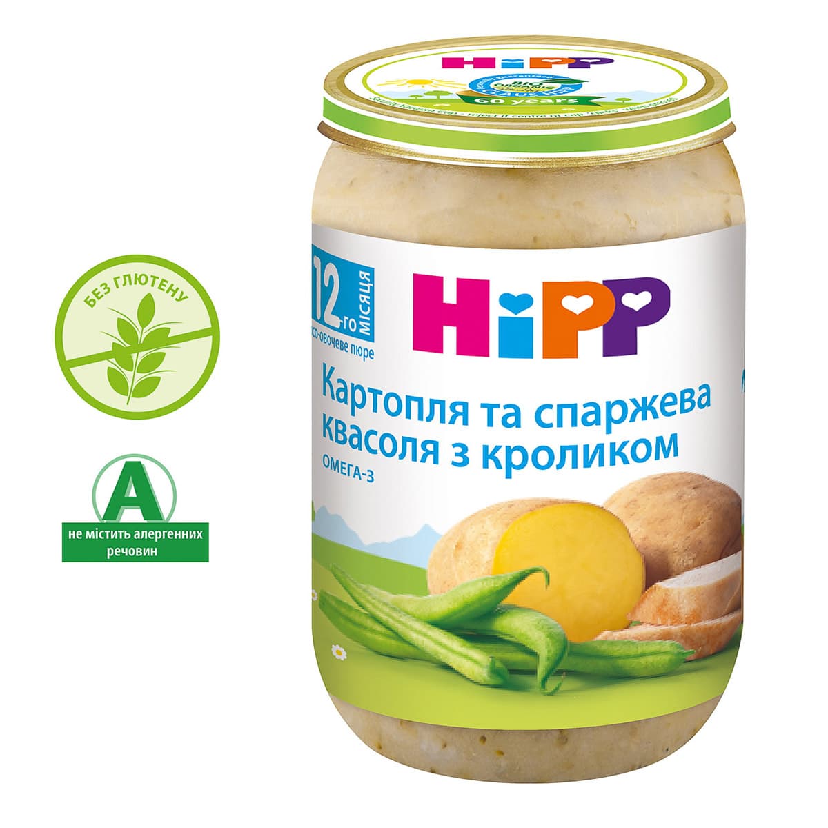 

Мясо-овощное пюре HiPP Картофель и спаржевая фасоль с кроликом 220 г 6853 ТМ: HiPP, 6853