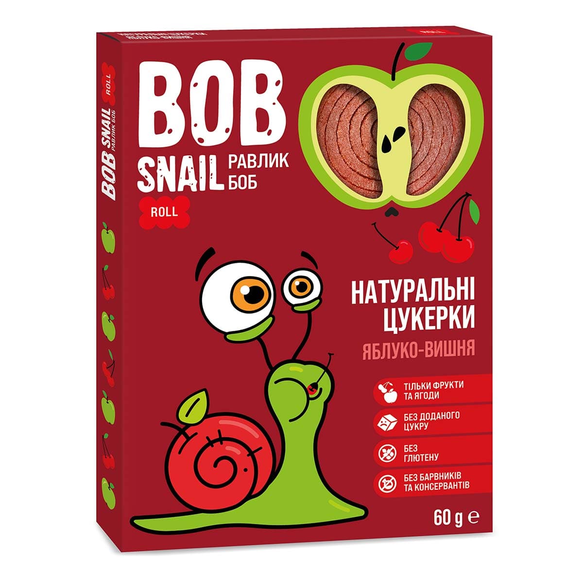 

Конфеты Bob Snail Яблоко Вишня, 60г ТМ: Bob Snail