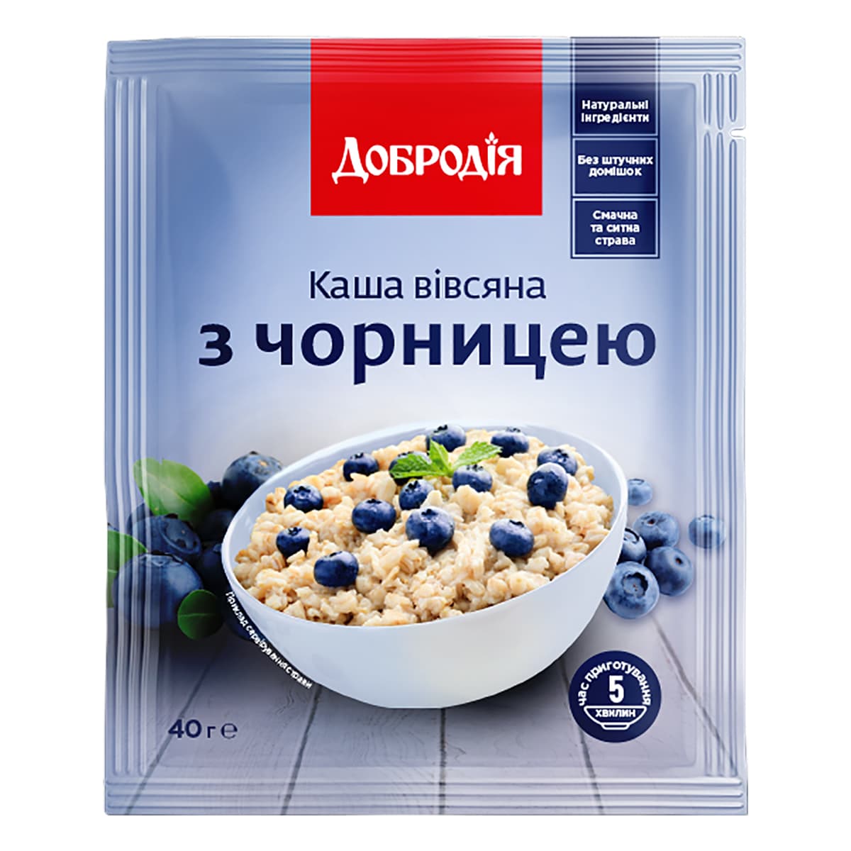 

Каша овсяная Добродія Черника 40 г 2315 ТМ: Добродія, 2315