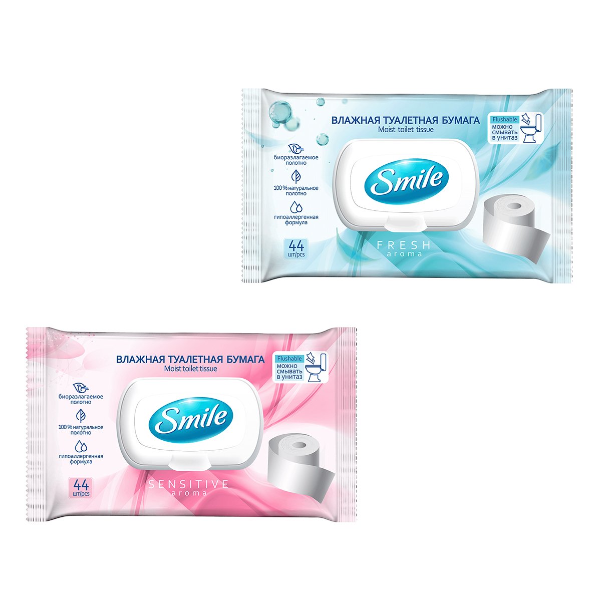 

Влажная туалетная бумага Smile Sensitive для взрослых 44 шт (в ассорт) 42100300 ТМ: Smile, 42100300