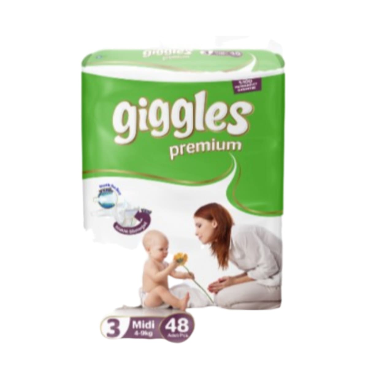 

Подгузники Giggles Premium Midi 3 (4-9 кг) 48 шт ТМ: Giggles