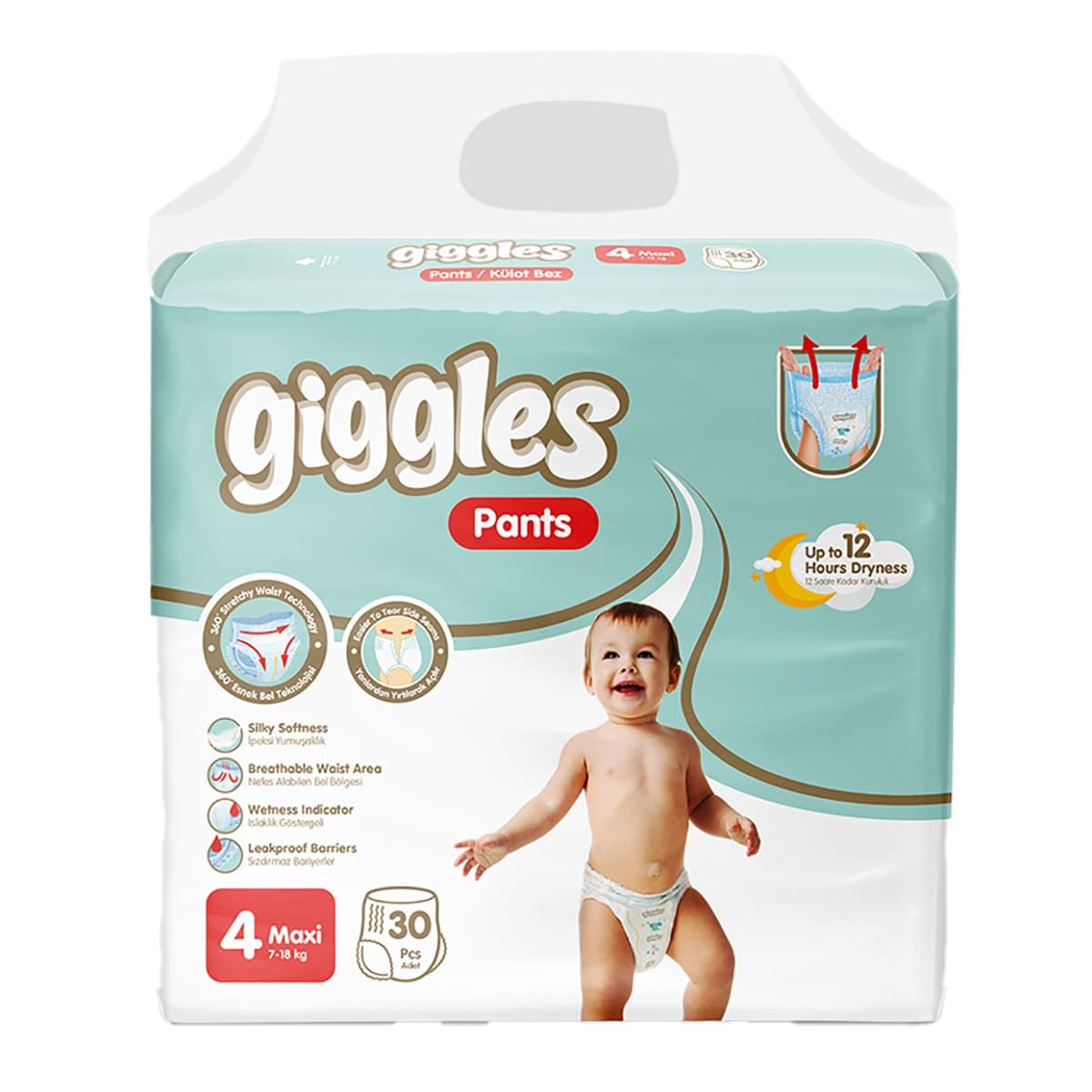 

Подгузники-трусики Giggles Maxi (7-18 кг) 30 шт ТМ: Giggles
