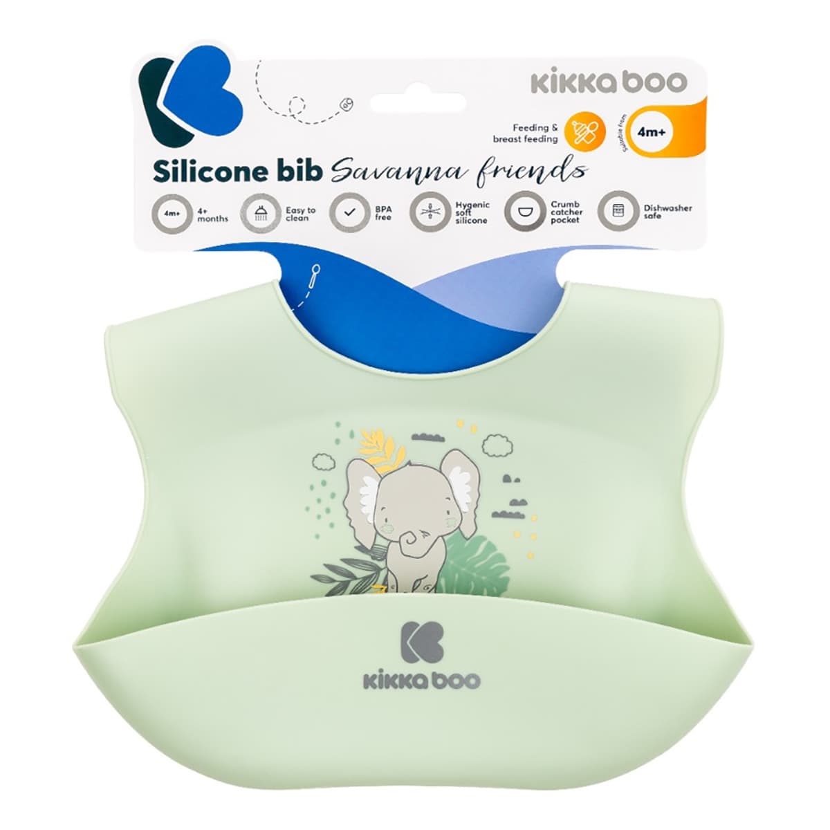Силіконовий нагрудник Kikka boo Savanna Friends Mint - 2