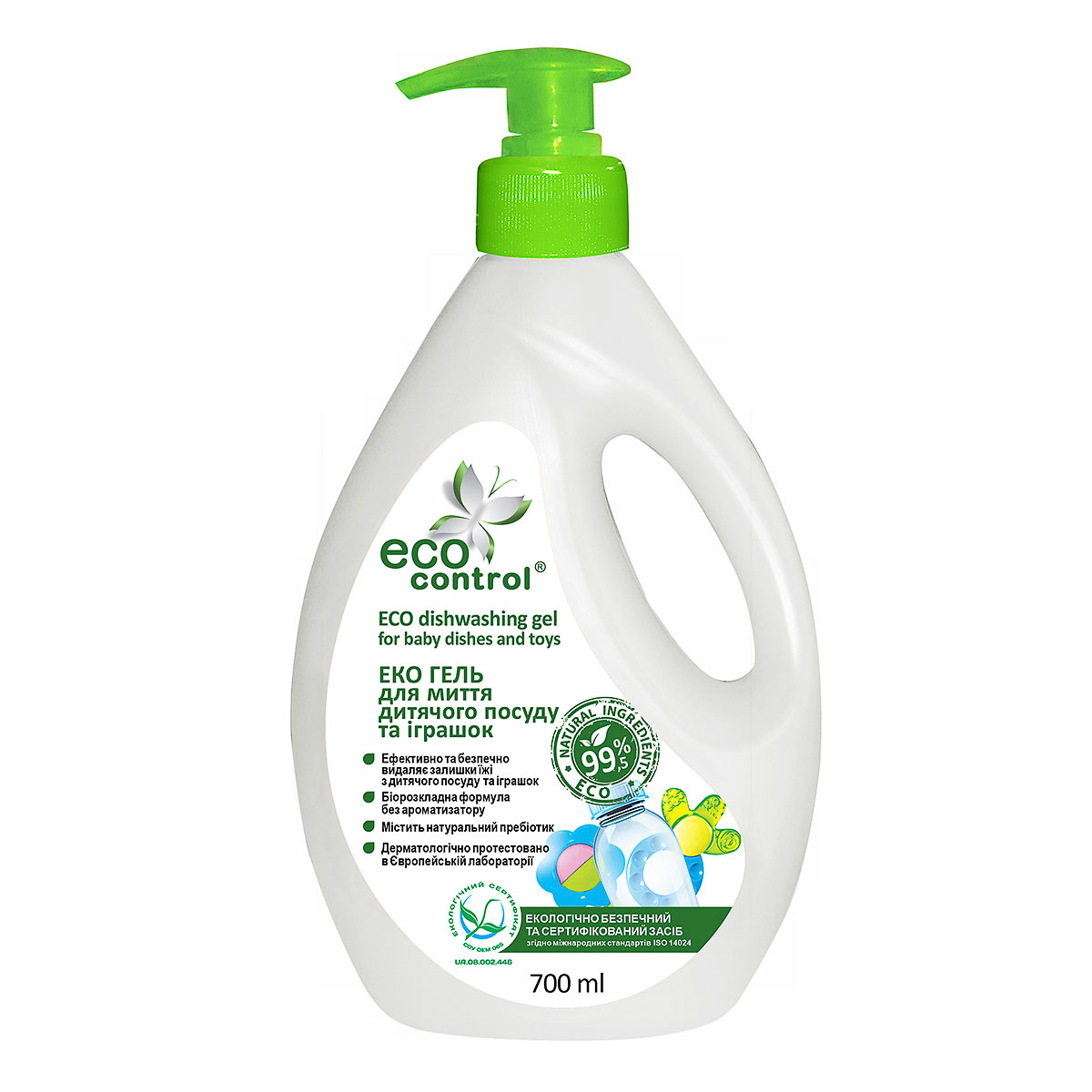 

Гель Eco Control для мытья посуды и игрушек 700 мл ТМ: Eco Control