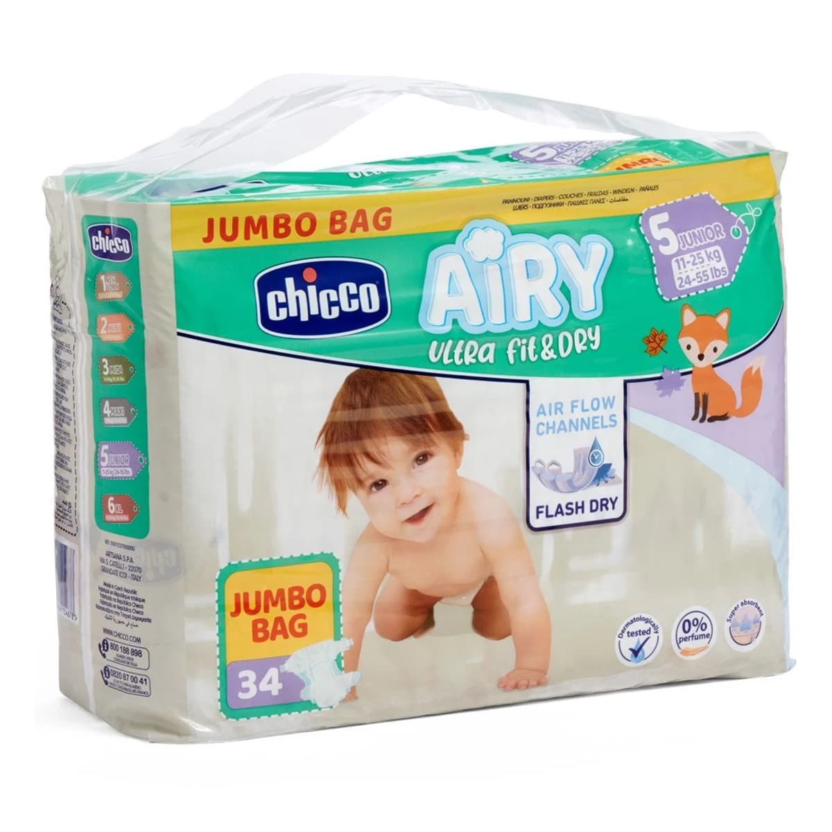 

Подгузники Chicco Airy Junior 5 (11-25 кг) 34 шт 11237.00 ТМ: Chicco, 11237.00