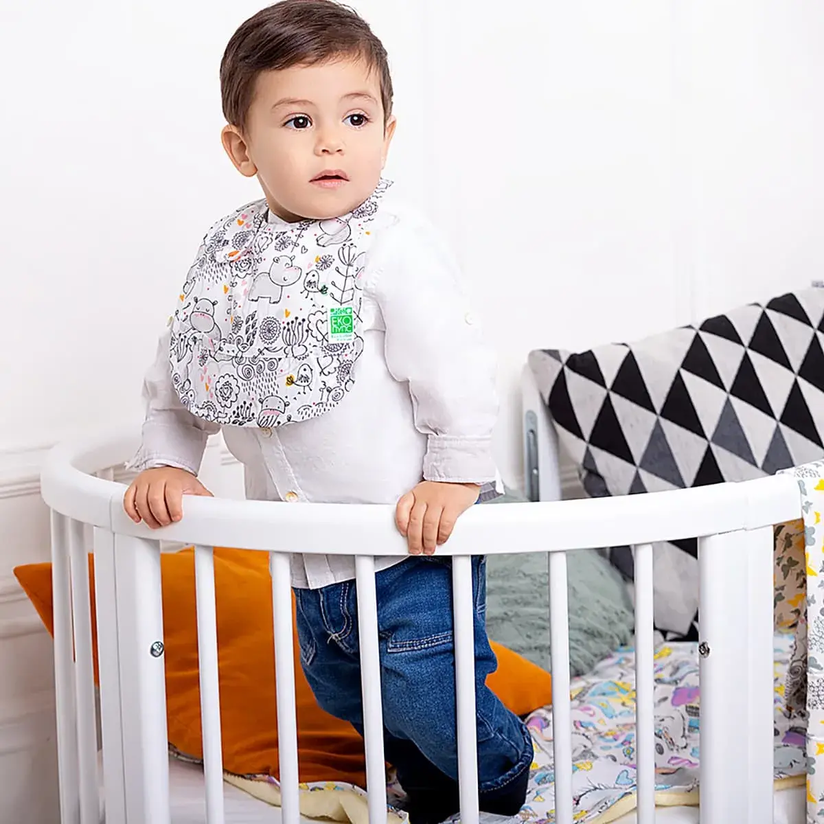 Органічний нагрудник Еко Пупс Cotton Premium Бегемотик - 18