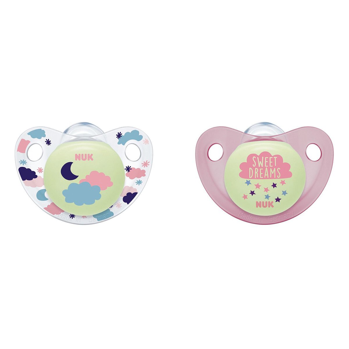 

Набор пустышек силиконовых NUK Trendline Day&Night Girl 0-6 мес 2 шт 10175238 ТМ: NUK, 10175238