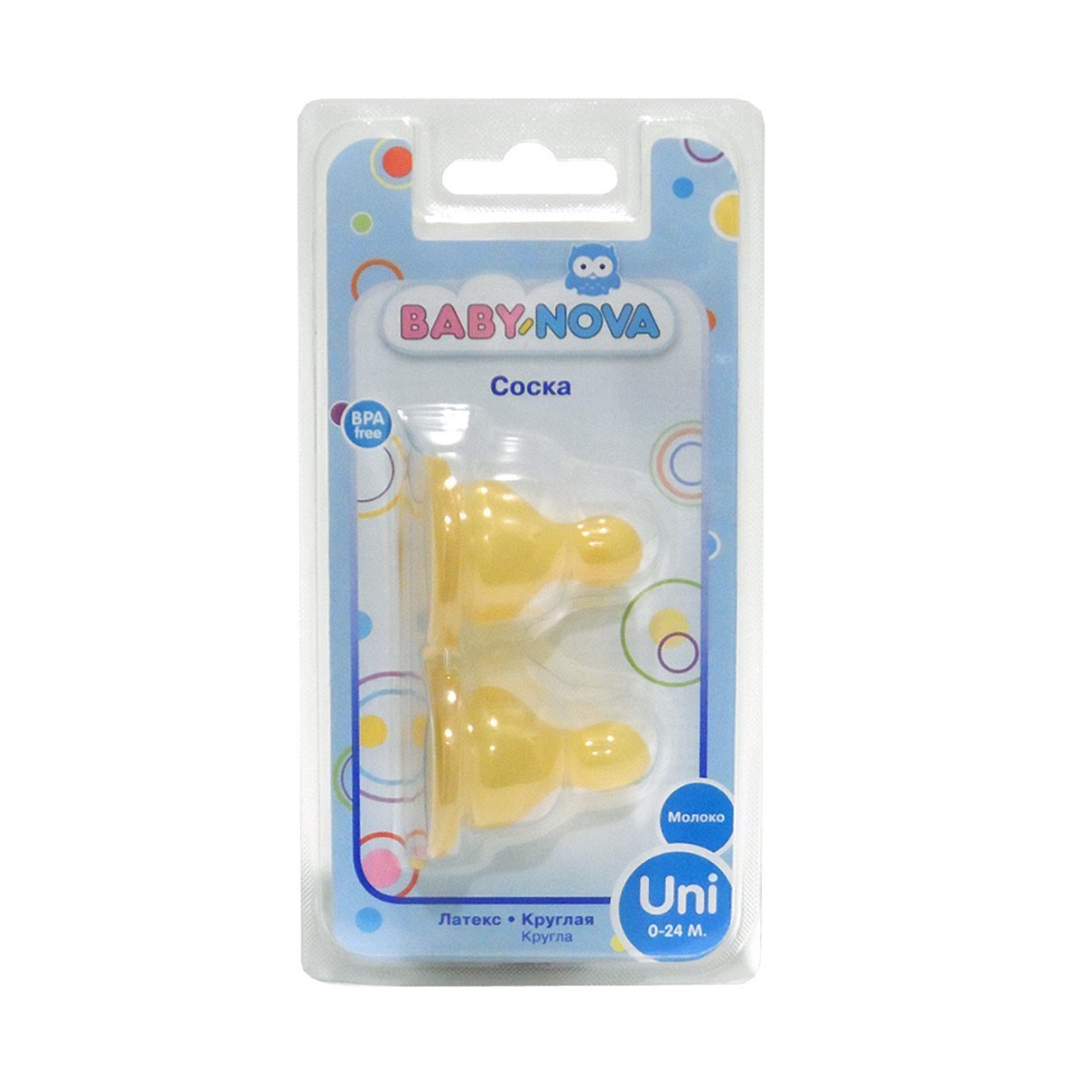 

Соска BABY-NOVA круглая из латекса для молока, 2 шт 14302 ТМ: BABY-NOVA, 14302