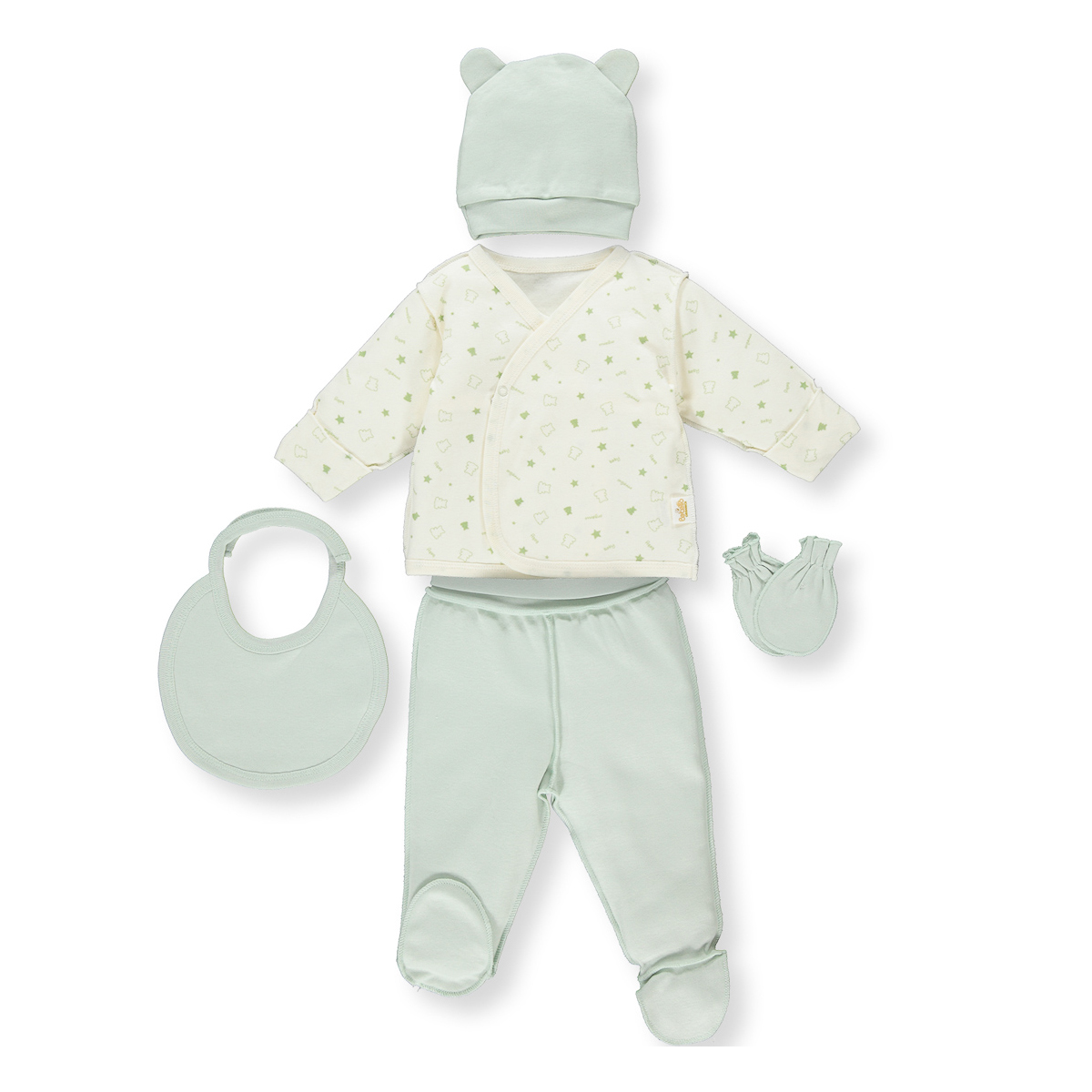 

Комплект Bebetto Pure teddy Green 5 эл, р.  Z849 ТМ: Bebetto, Бежевый с зеленым, Z849