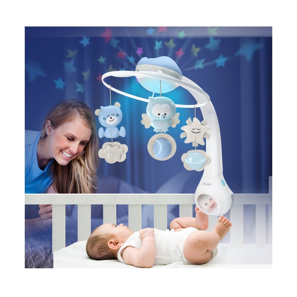 Музичний мобіль Infantino 3 в 1 з проєктором, блакитний - 4