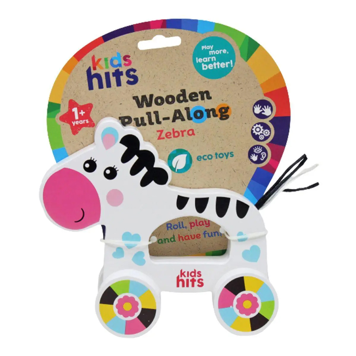 

Игрушка-каталка Kids hits Wooden Pull-Along Zebra KH20/010 ТМ: Kids hits, KH20/010