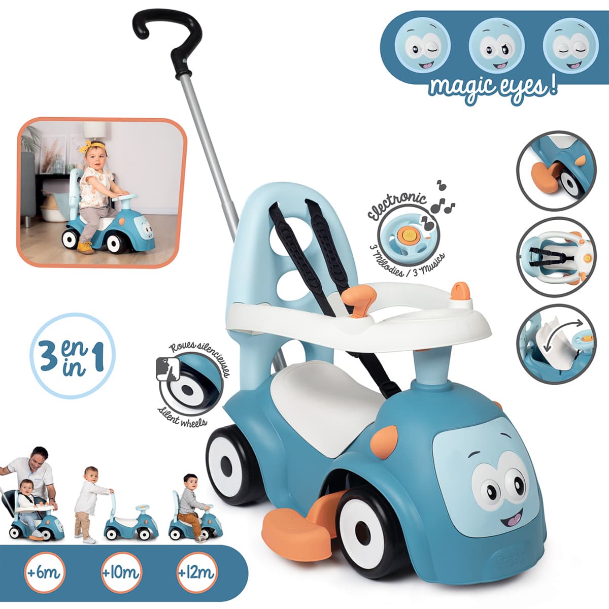 Машинка для катання Smoby Маестро 3 в 1, 720304 - 3