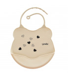Нагрудник силиконовый Lindo Сердечки Beige 