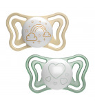 Набор пустышек силиконовых ортодонтических Chicco Physio Life Cloud and Heart 2 шт 2-6 мес