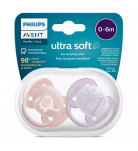 Набор пустышек Philips Avent Ultra Soft 0-6 месяцев, 2 шт