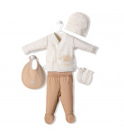 Комплект Bebetto Брюки Кофта Шапка Царапки Слюнявчик Little One, р. 62