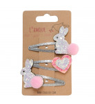 Набор заколок для волос Coralico Glitter bunnies 3 шт