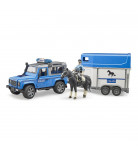 Полицейский автомобиль Bruder Land Rover Defender с трейлером для коней