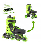 Роликовые коньки Neon Combo Skates Toxic Green Inline & Quad 2 в 1, р. 30-33