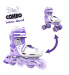 Роликовые коньки Neon Combo Skates Power Violet Inline & Quad 2 в 1, р. 30-33
