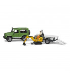 Набор машинок Bruder Автомобиль Land Rover Defender с прицепом и микроэкскаватор JCB 