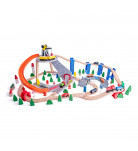 Игровой набор Woody Железнодорожный путь с краном 130 эл
