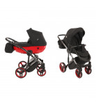 Универсальная коляска 2 в 1 Junama Diamond S-line 01 Black/Red 