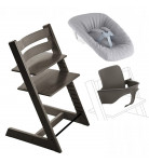 Набор Stokke Стульчик Tripp Trapp, спинка с ограничителем Baby Set и кресло для новорожденных Newborn Hazy Grey