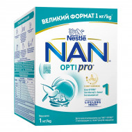 Детская сухая смесь начальная Nan 1 Optipro с 5 олигосахаридами и L. Reuteri для детей от 0 до 6 месяцев 1000 г