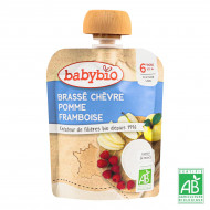 Пюре органическое молочное Babybio на основе козьего молока с яблоком и малиной 85 г