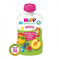 Фруктовое органическое пюре HiPP HiPPiS Яблоко-Персик-Черника-Малина 100 г