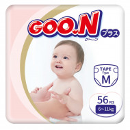 Подгузники GOO.N Plus размер М (6-11 кг) 56 шт 