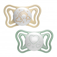 Набор пустышек силиконовых ортодонтических Chicco Physio Life Cloud and Heart 2 шт 2-6 мес