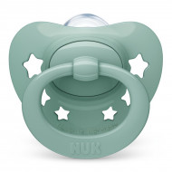 Пустышка ортодонтическая Nuk Signature Серо-зеленые звезды р. 1