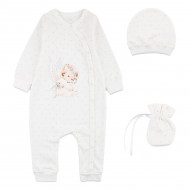 Комплект Flamingo Комбинезон Шапочка Мешочек 123-065 Milk, р. 74