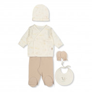 Комплект Bebetto Распашонка Ползунки Шапочка Царапки Слюнявчик Z988 Beige, р. 62