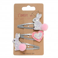 Набор заколок для волос Coralico Glitter bunnies 3 шт