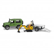 Набор машинок Bruder Автомобиль Land Rover Defender с прицепом и микроэкскаватор JCB 