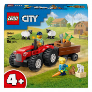 LEGO City Красный фермерский трактор с прицепом и овцами 60461