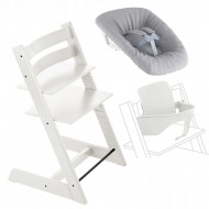 Набор Stokke Стульчик Tripp Trapp, спинка с ограничителем Baby Set и кресло для новорожденных Newborn White