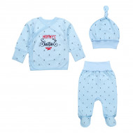 Комплект Flamіngo Распашонка Ползунки Шапка Mommy`s Sailor blue