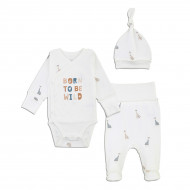 Комплект Flamіngo Giraffe White шапочка боди ползунки