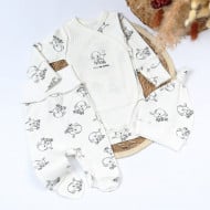 Комплект Flamingo Боди Ползунки Шапочка 433-118 Milk