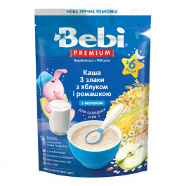 Каша молочная Bebi Premium 3 злака с яблоком и ромашкой 200 г 