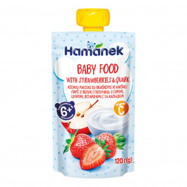 Пюре фруктовое Hamanek Яблоко Клубника Творог 120 г